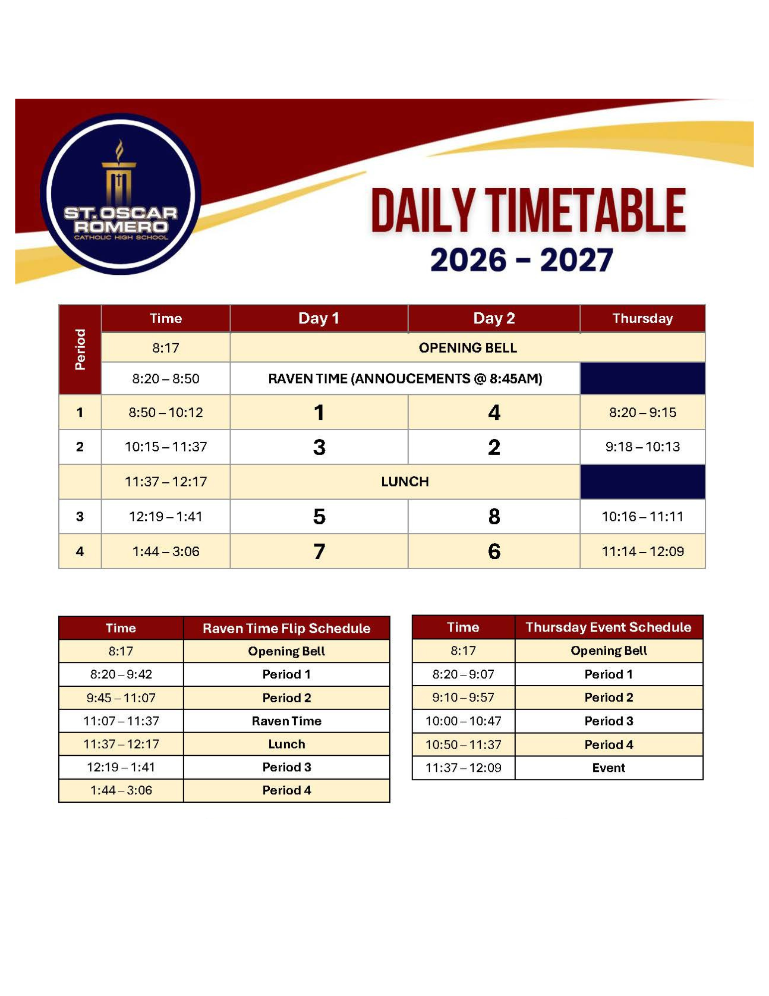 2026 2027 Timetable
