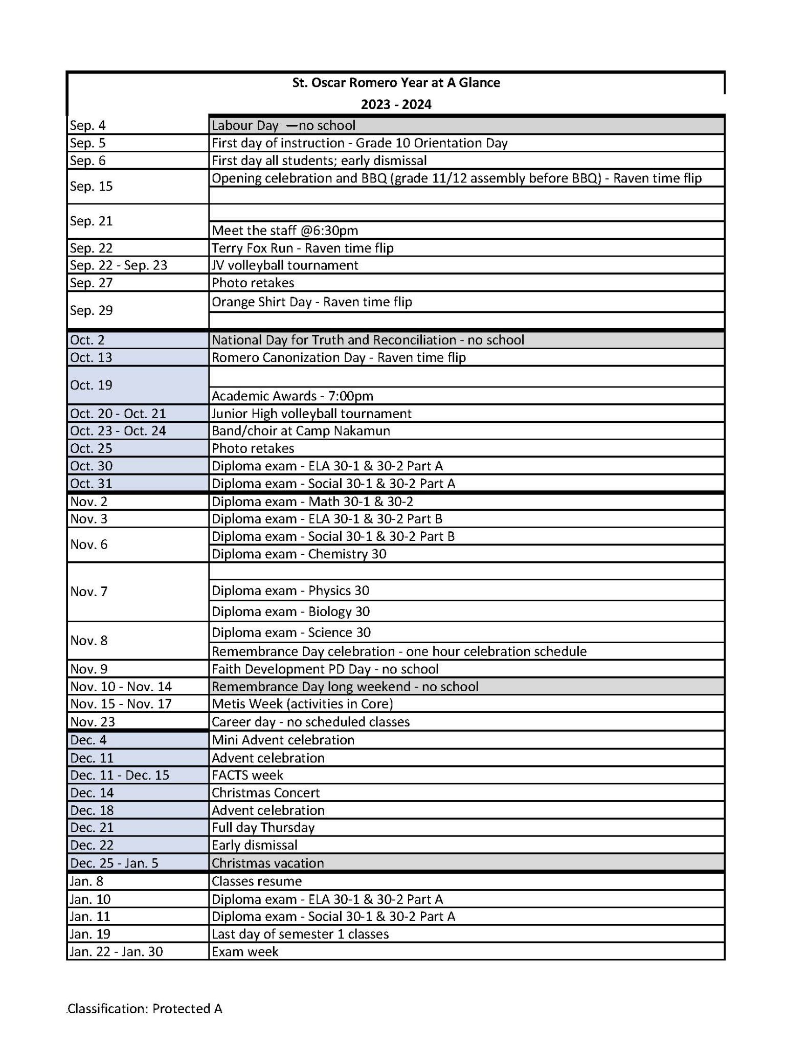 Year at a Glance Calendar 2023 2024 St